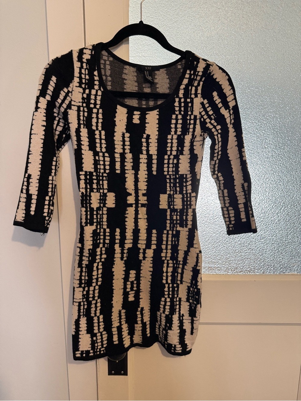 Forever 21 Black and Cream Abstract Mini Dress